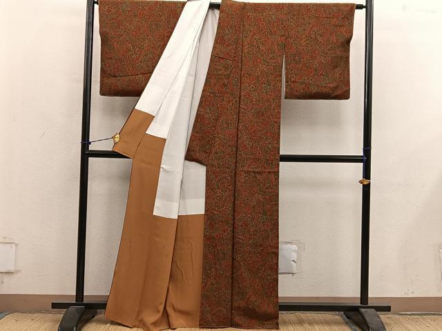 平和屋着物●上質な小紋　更紗花文　正絹　逸品　未使用　BAAY1421mz