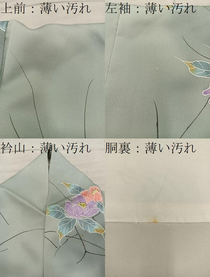 平和屋着物■上質な小紋　友禅　枝花文　暈し染め　正絹　逸品　BAAY1428mz
