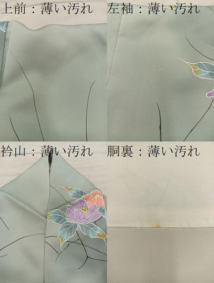 平和屋着物■上質な小紋　友禅　枝花文　暈し染め　正絹　逸品　BAAY1428mz
