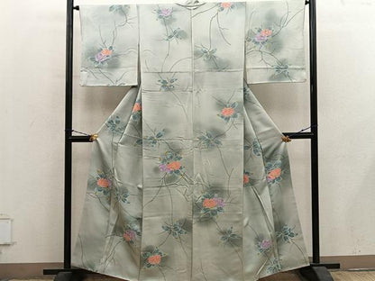 平和屋着物■上質な小紋　友禅　枝花文　暈し染め　正絹　逸品　BAAY1428mz