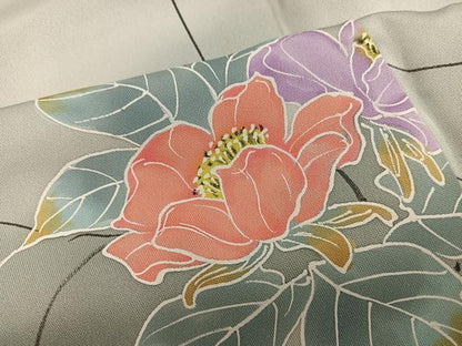 平和屋着物■上質な小紋　友禅　枝花文　暈し染め　正絹　逸品　BAAY1428mz