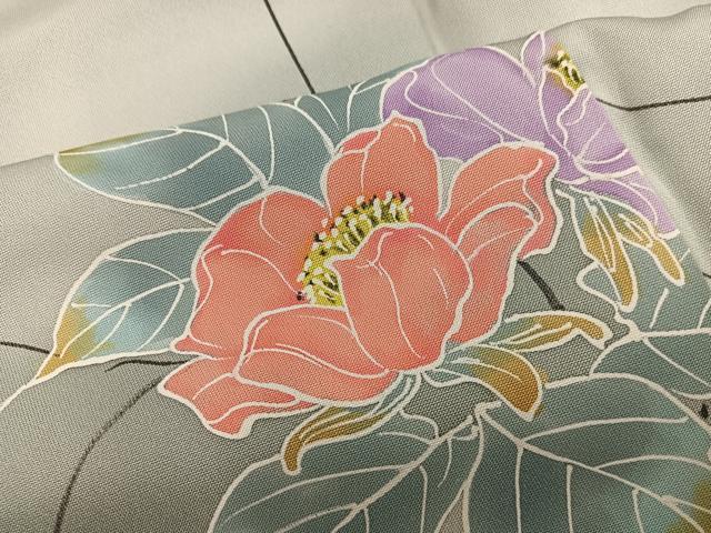 平和屋着物■上質な小紋　友禅　枝花文　暈し染め　正絹　逸品　BAAY1428mz