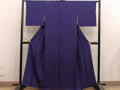 平和屋着物●上質な色無地　遠山地紋　深紫色　正絹　逸品　未使用　BAAY1435mz