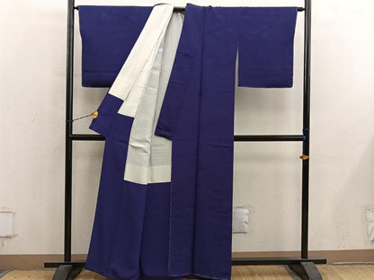 平和屋着物●上質な色無地　遠山地紋　深紫色　正絹　逸品　未使用　BAAY1435mz