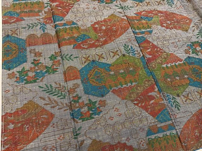 平和屋着物■上質な紬　亀甲花文　正絹　逸品　BAAY1436mz