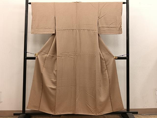 平和屋着物■上質な色無地　紋意匠　飴色　正絹　逸品　BAAY1446mz