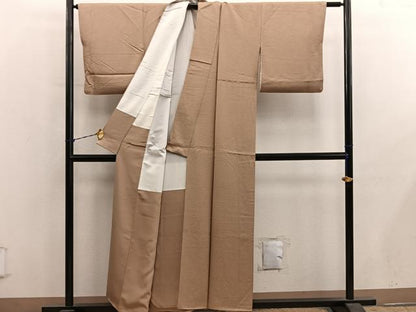 平和屋着物■上質な色無地　紋意匠　飴色　正絹　逸品　BAAY1446mz