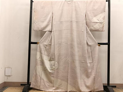 平和屋着物■訪問着　刺繍　草葉文　銀彩　正絹　逸品　BAAY1461mz