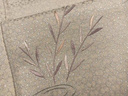 平和屋着物■訪問着　刺繍　草葉文　銀彩　正絹　逸品　BAAY1461mz