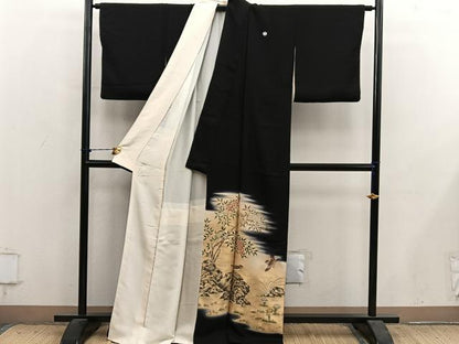 平和屋着物●豪華黒留袖　南天福寿　寿光織　暈し染め　金糸　正絹　逸品　BAAY1463mz