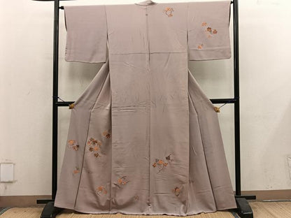 平和屋着物●訪問着　総刺繍　葡萄蔦の葉文　正絹　逸品　BAAY1466mz