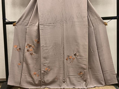 平和屋着物●訪問着　総刺繍　葡萄蔦の葉文　正絹　逸品　BAAY1466mz