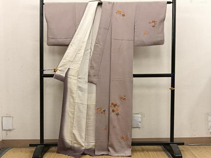 平和屋着物●訪問着　総刺繍　葡萄蔦の葉文　正絹　逸品　BAAY1466mz