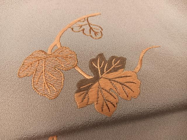 平和屋着物●訪問着　総刺繍　葡萄蔦の葉文　正絹　逸品　BAAY1466mz