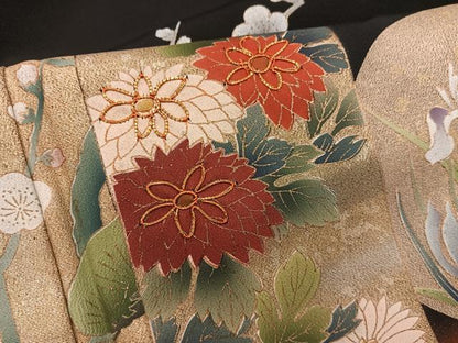 平和屋着物■豪華黒留袖　駒刺繍　短冊菊花文　暈し染め　金彩　正絹　逸品　BAAY1475mz