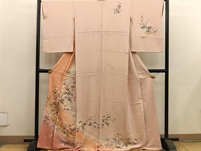 平和屋着物●訪問着　枝花文　暈し染め　金彩　正絹　逸品　BAAY1484mz