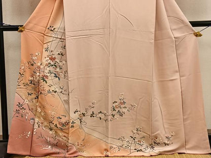 平和屋着物●訪問着　枝花文　暈し染め　金彩　正絹　逸品　BAAY1484mz