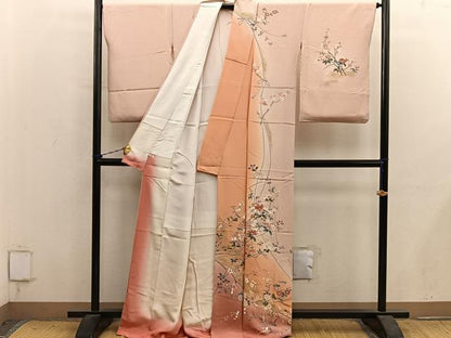 平和屋着物●訪問着　枝花文　暈し染め　金彩　正絹　逸品　BAAY1484mz
