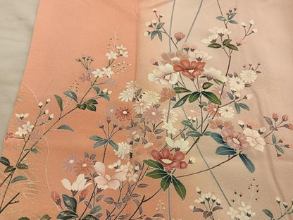 平和屋着物●訪問着　枝花文　暈し染め　金彩　正絹　逸品　BAAY1484mz
