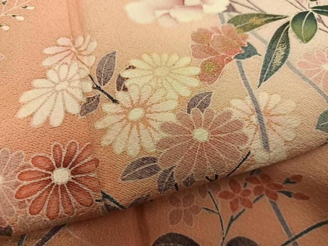 平和屋着物●訪問着　枝花文　暈し染め　金彩　正絹　逸品　BAAY1484mz