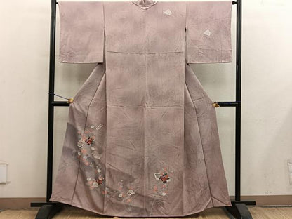 平和屋着物■訪問着　扇面牡丹花文　暈し染め　正絹　逸品　未使用　BAAY1490mz