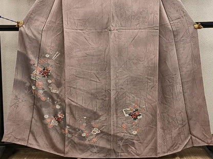 平和屋着物■訪問着　扇面牡丹花文　暈し染め　正絹　逸品　未使用　BAAY1490mz