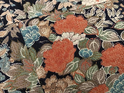 平和屋着物■上質な小紋　牡丹花文　鬼しぼ縮緬　正絹　逸品　BAAY1491mz