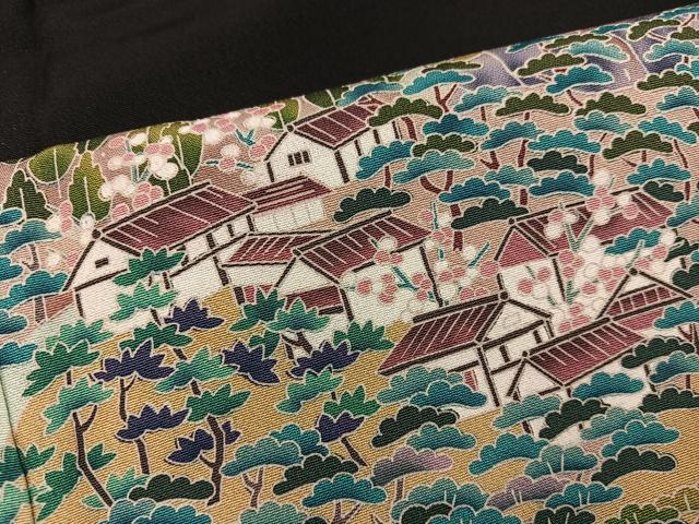 平和屋着物●豪華黒留袖　友禅　作家物　樹林風景文　正絹　逸品　BAAY1500mz