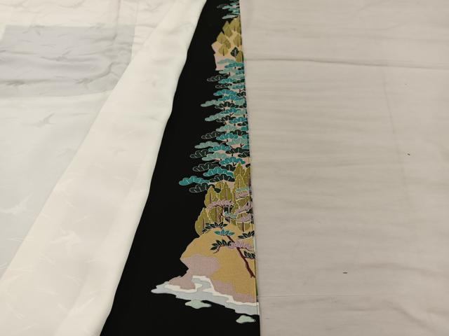 平和屋着物●豪華黒留袖　友禅　作家物　樹林風景文　正絹　逸品　BAAY1500mz