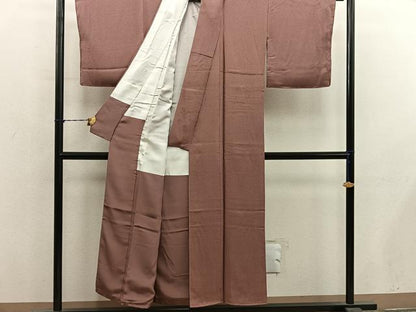 平和屋着物■上質な色無地　紋意匠　遠州茶色　正絹　逸品　BAAY1503mz
