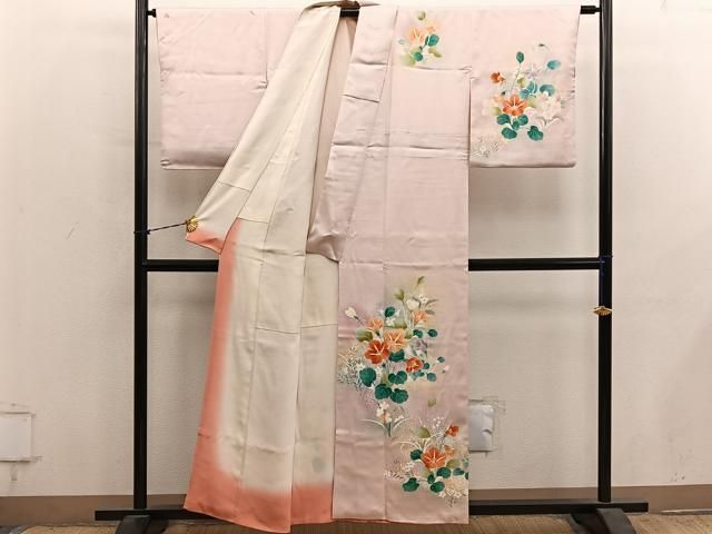 平和屋着物■訪問着　草花文　暈し染め　正絹　逸品　BAAY1575mz