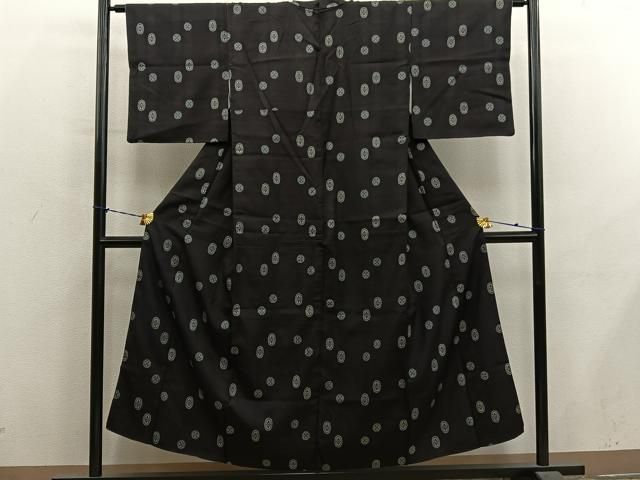 平和屋着物■上質な紬　菱花文　割り込み絣　地空き　正絹　逸品　BAAY1576mz