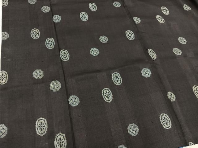 平和屋着物■上質な紬　菱花文　割り込み絣　地空き　正絹　逸品　BAAY1576mz