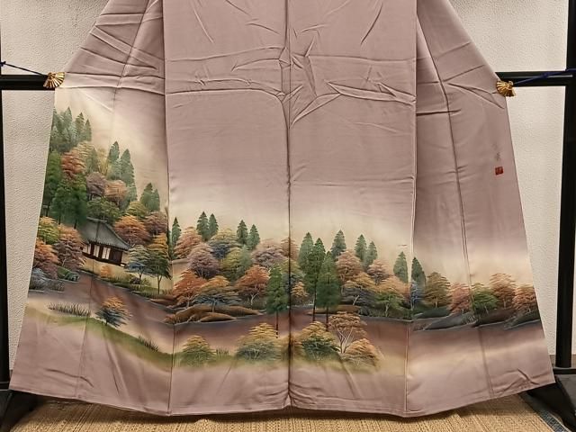 平和屋着物■豪華色留袖　作家物　樹林風景文　暈し染め　金彩　正絹　逸品　BAAY1577mz