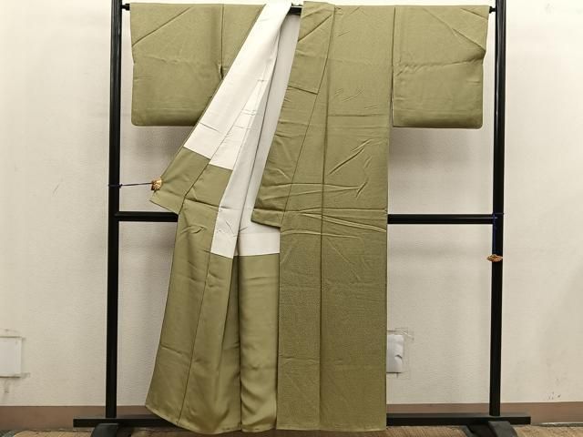 平和屋着物■上質な色無地　青朽葉色　正絹　逸品　BAAY1590mz