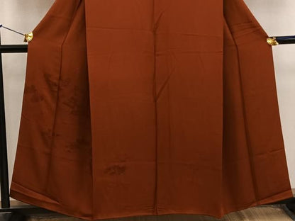 平和屋着物■豪華色留袖　風景花地紋　赤錆色　正絹　逸品　BAAY1591mz