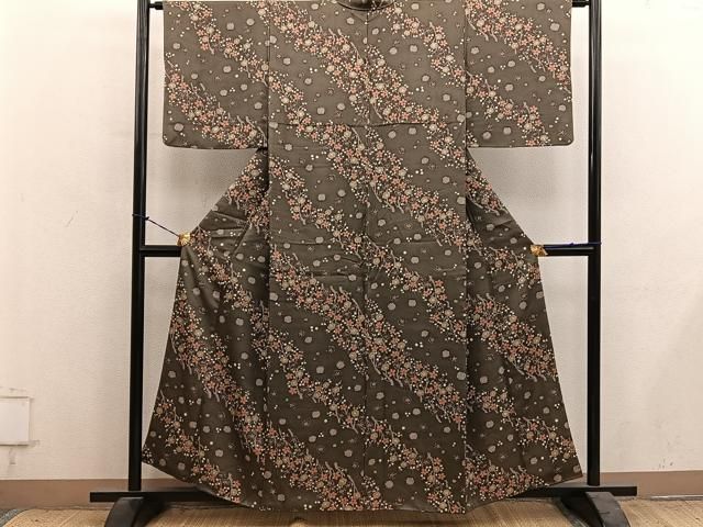 平和屋着物■上質な小紋　枝梅文　正絹　逸品　BAAY1593mz