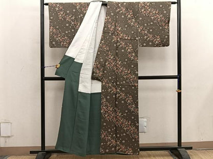 平和屋着物■上質な小紋　枝梅文　正絹　逸品　BAAY1593mz