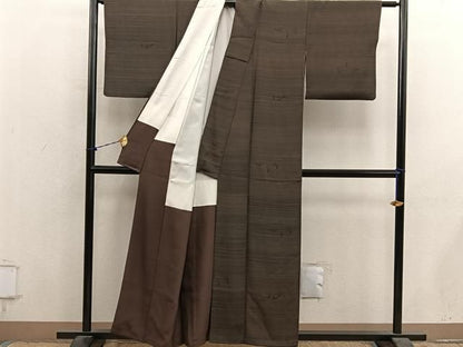 平和屋着物■上質な小紋　横段草葉文　正絹　逸品　BAAY1597mz