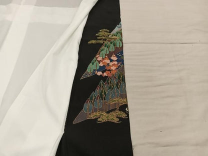 平和屋着物■豪華黒留袖　飛鶴花文　金彩　正絹　逸品　BAAY1608mz