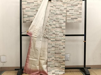 平和屋着物■上質な紬　幾何学文様　正絹　逸品　BAAY1611mz