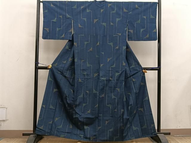 平和屋着物■上質な紬　幾何学文様　正絹　逸品　BAAY1612mz