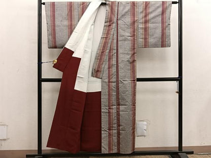 平和屋着物■上質な紬　間道　正絹　逸品　BAAY1613mz