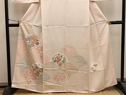 平和屋着物■訪問着　刺繍　青海波菊花文　正絹　逸品　BAAY1615mz