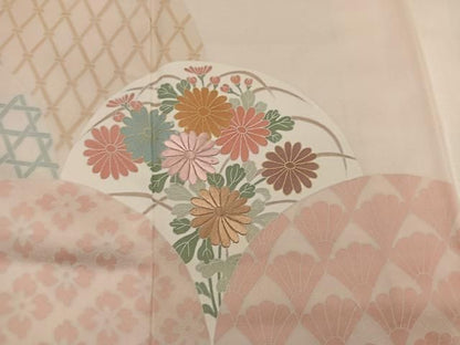 平和屋着物■訪問着　刺繍　青海波菊花文　正絹　逸品　BAAY1615mz