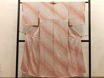 平和屋着物■上質な小紋　総絞り　斜線文　暈し染め　正絹　逸品　BAAY1697mz