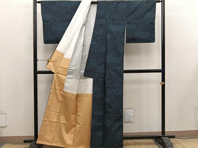 平和屋着物■上質な紬　菱　正絹　逸品　BAAY1703mz