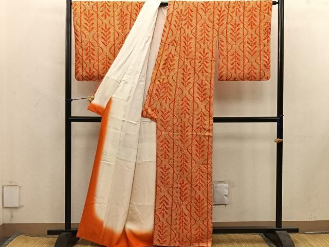 平和屋着物■上質な小紋　草葉文　正絹　逸品　BAAY1704mz