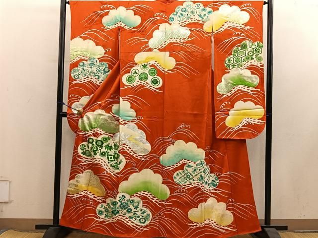 平和屋着物■豪華振袖　駒刺繍　宝尽し花文　金銀彩　正絹　逸品　BAAY1773mz