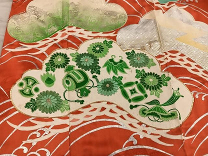 平和屋着物■豪華振袖　駒刺繍　宝尽し花文　金銀彩　正絹　逸品　BAAY1773mz